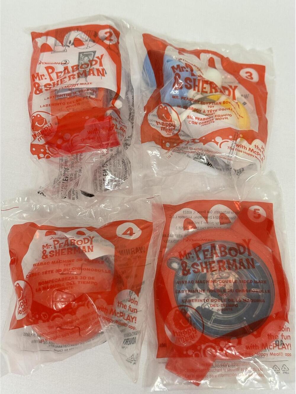 2014 McDonald’s Mr. Peabody & Sherman Happy Meal Toys Sealed Lot of 4